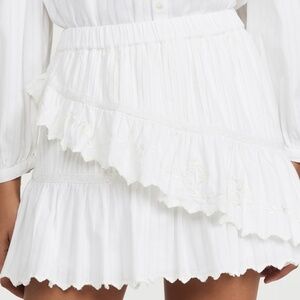 Love Shack Fancy White Tiered Madrid Skirt